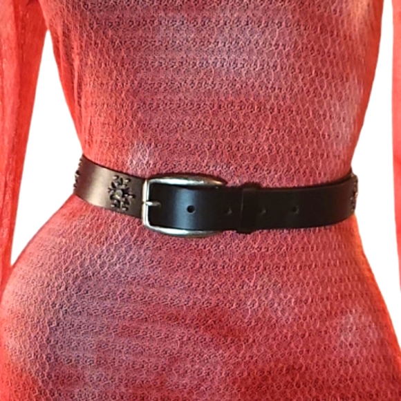 NINE WEST Accessories - NINE WEST BLACK STAR CUTOUT & BLING STREETWEAR LEATHER BELT